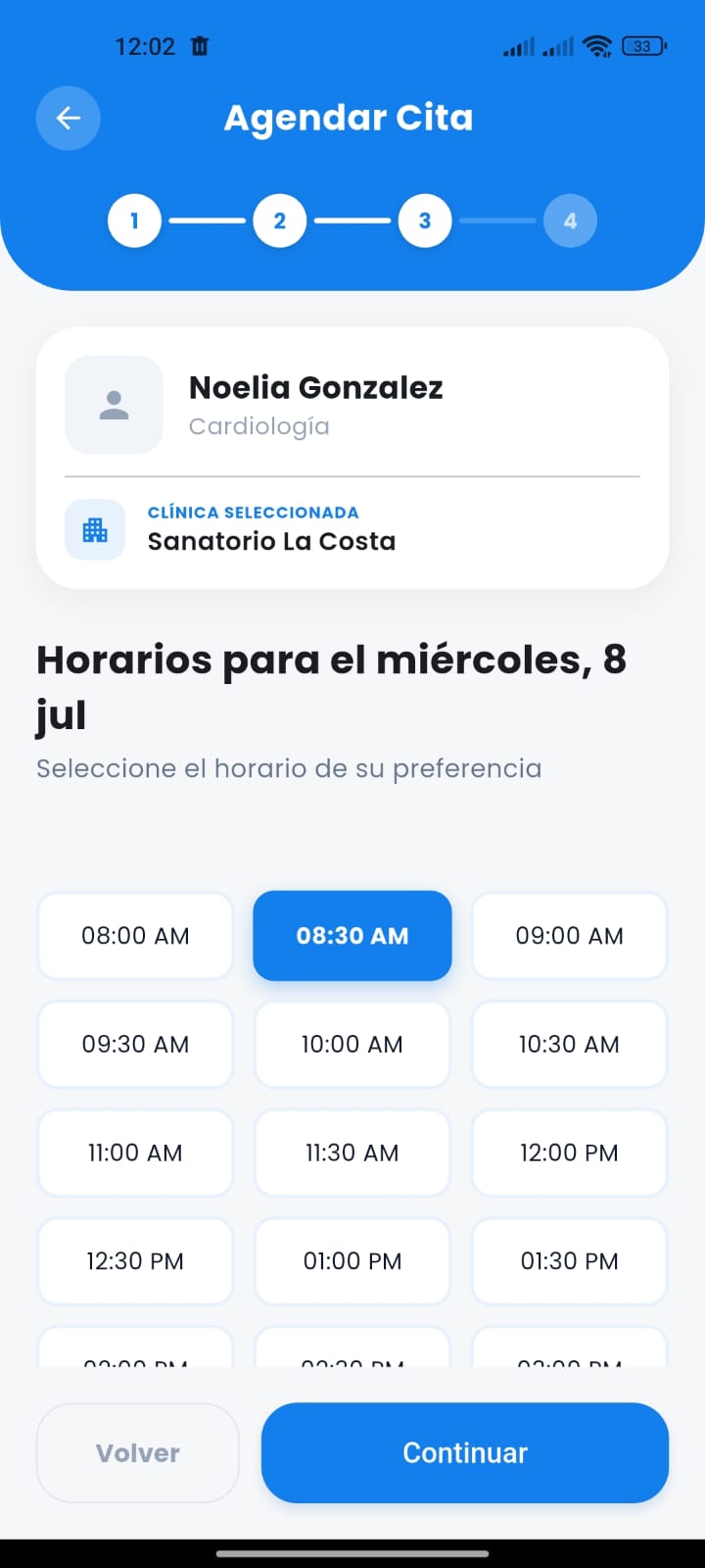 Perfil de un médico verificado en RedMedicaPy, con matrícula activa, años de experiencia y botón para reservar cita